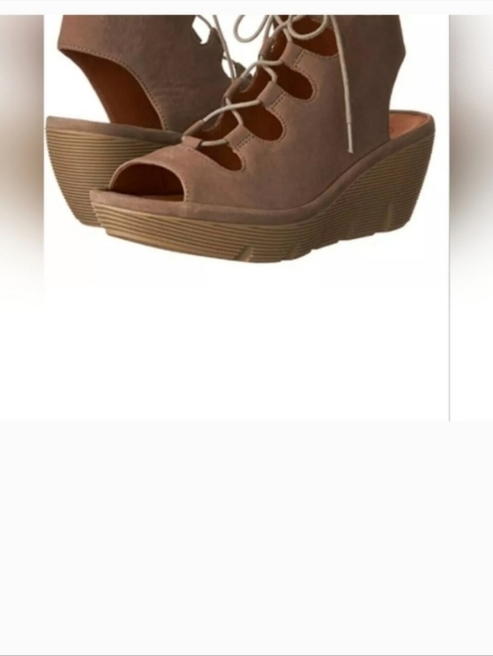 Clarks Beige Lace-Up Wedge Sandal - Picture 9 of 12